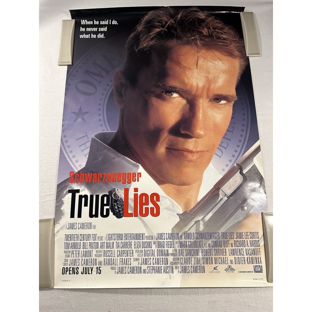 1994 True Lies Original Movie House Full Sheet Poster 2 Sided Damage On Back